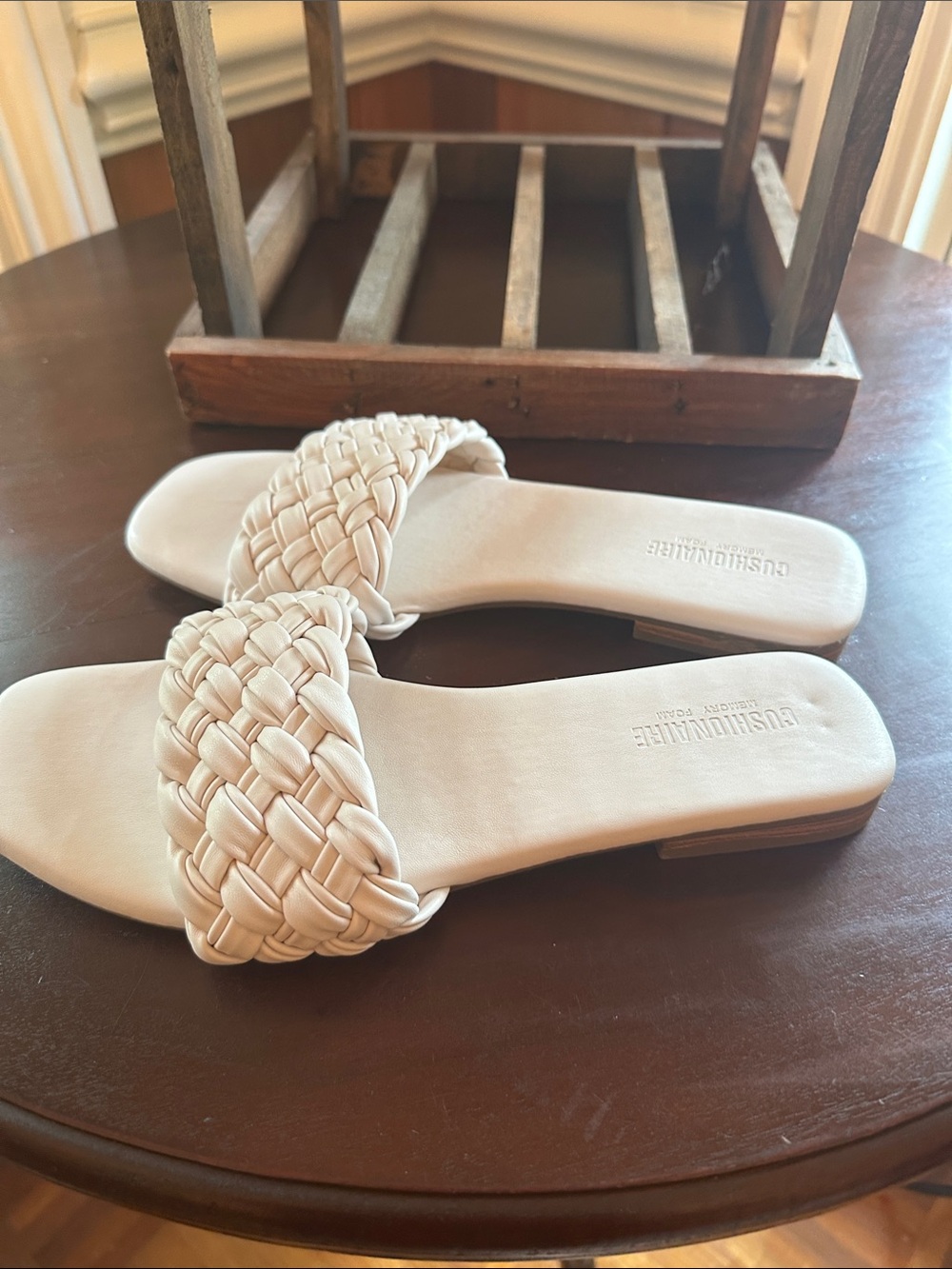 Braided Slide Sandals in Light Beige by Cushionaire